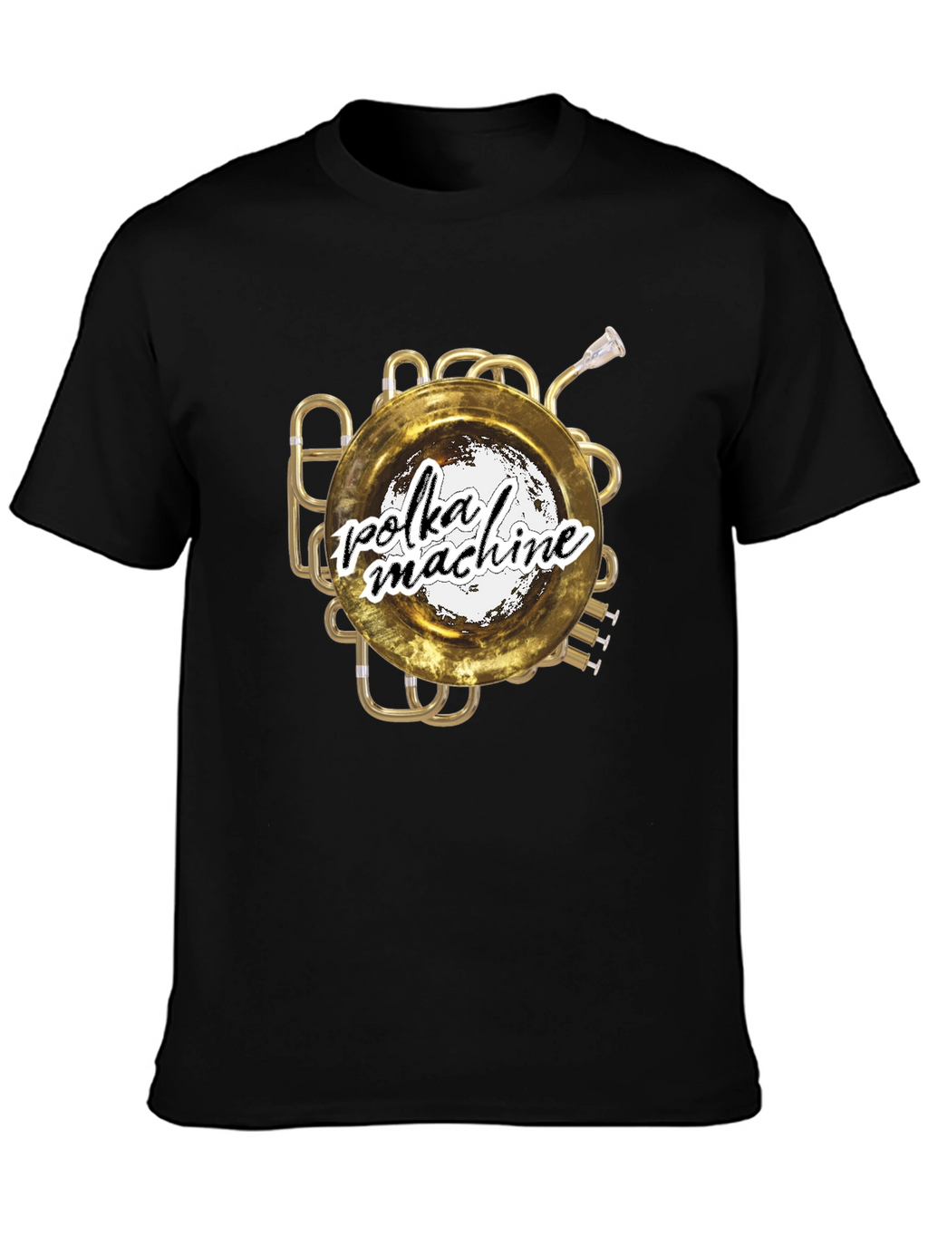 Polka Machine T-Shirt: Unique Brass Instrument Graphic Tee