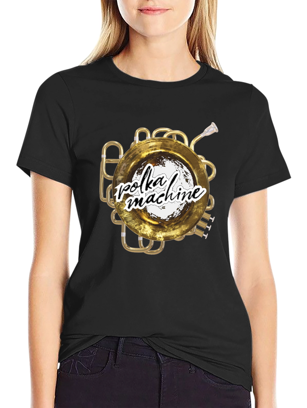 Polka Machine T-Shirt: Unique Brass Instrument Graphic Tee