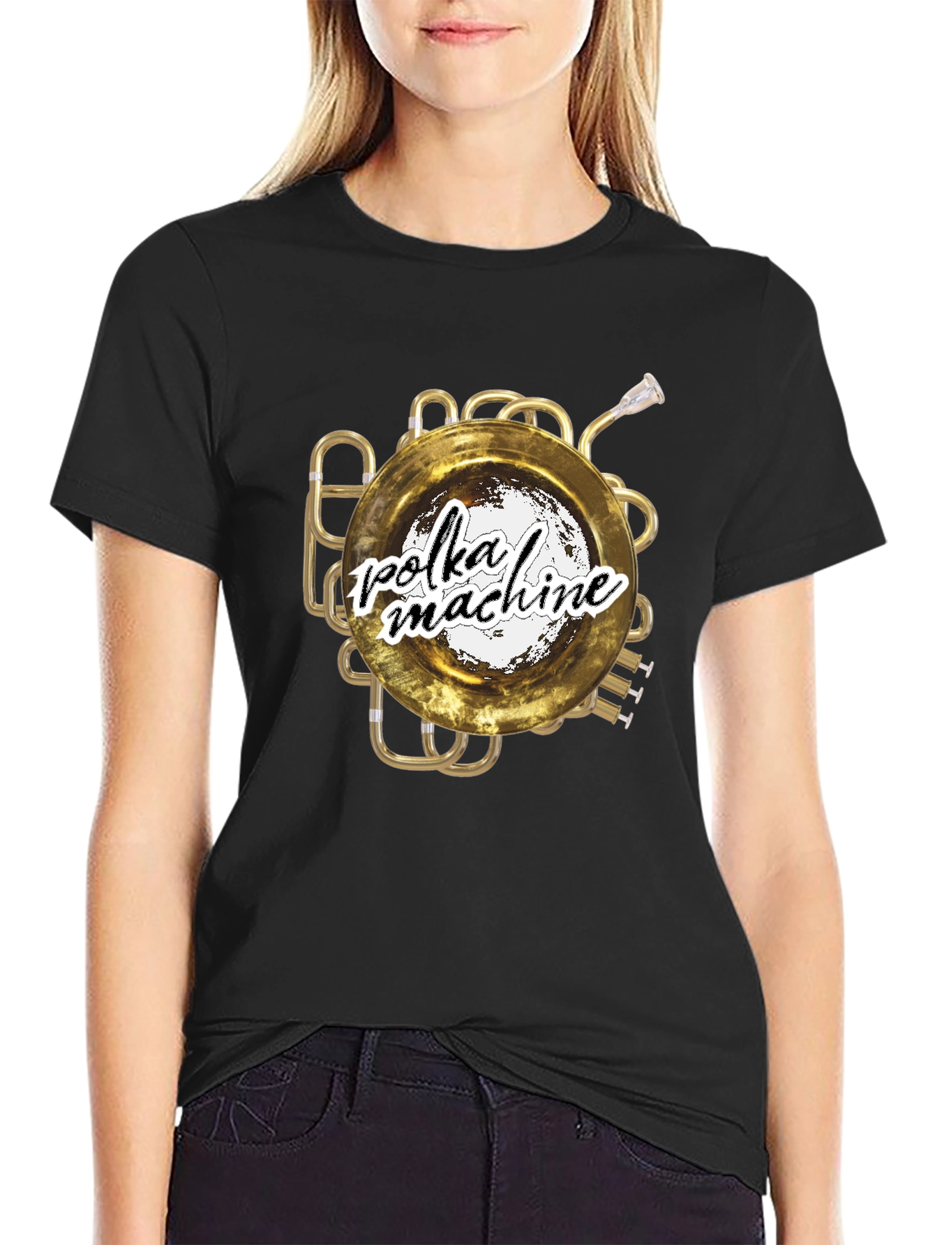 Polka Machine T-Shirt: Unique Brass Instrument Graphic Tee