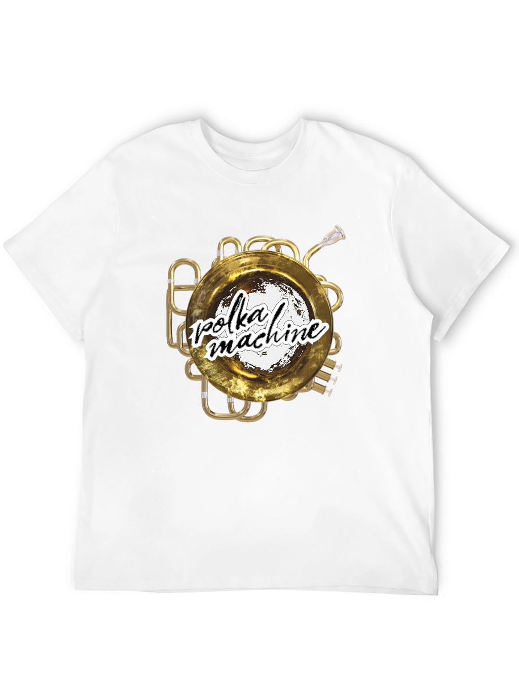 Polka Machine T-Shirt: Unique Brass Instrument Graphic Tee