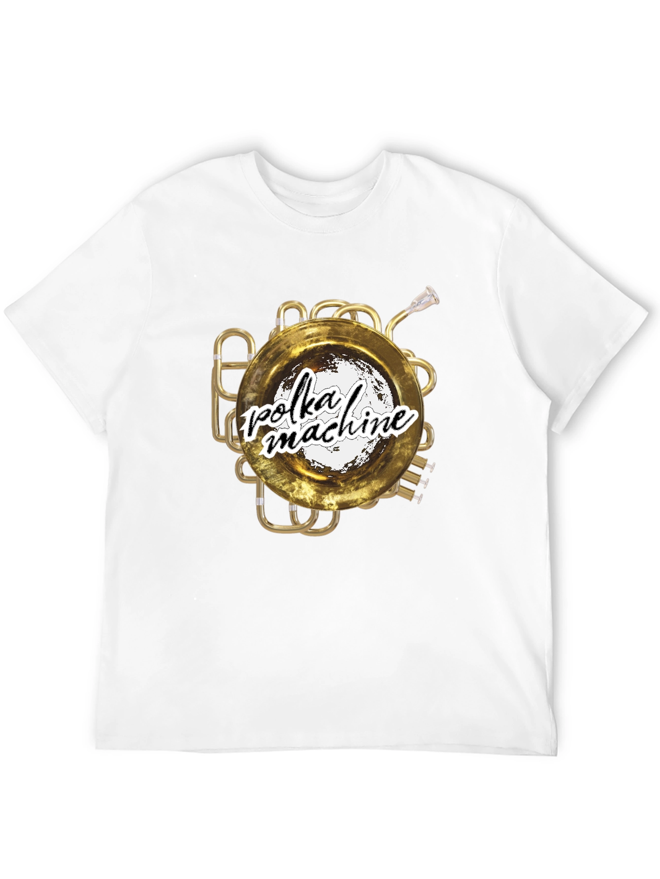 Polka Machine T-Shirt: Unique Brass Instrument Graphic Tee