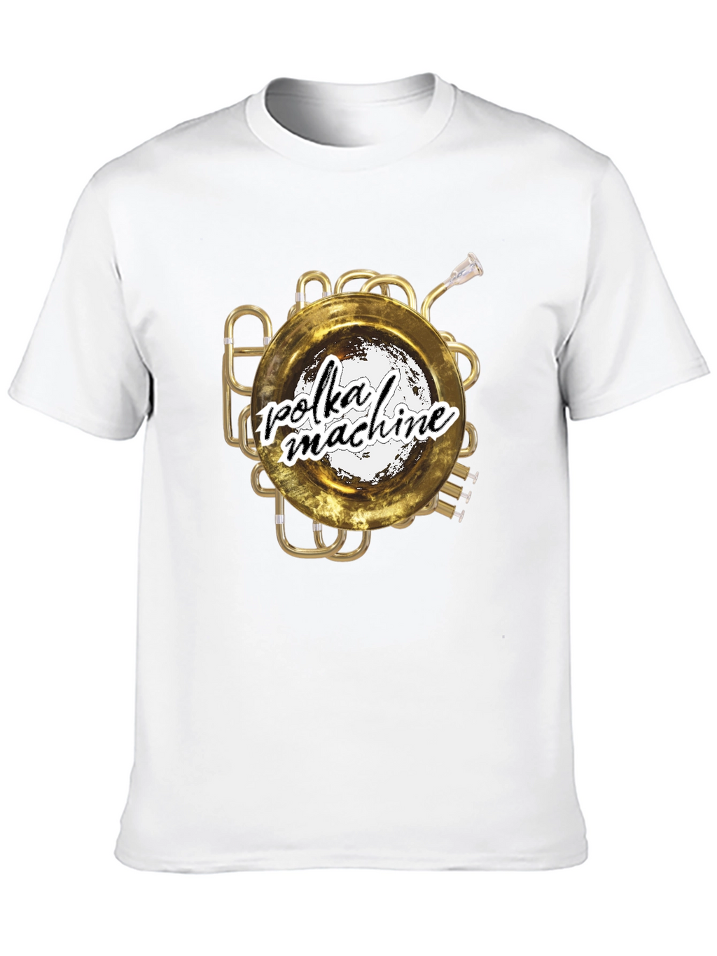 Polka Machine T-Shirt: Unique Brass Instrument Graphic Tee