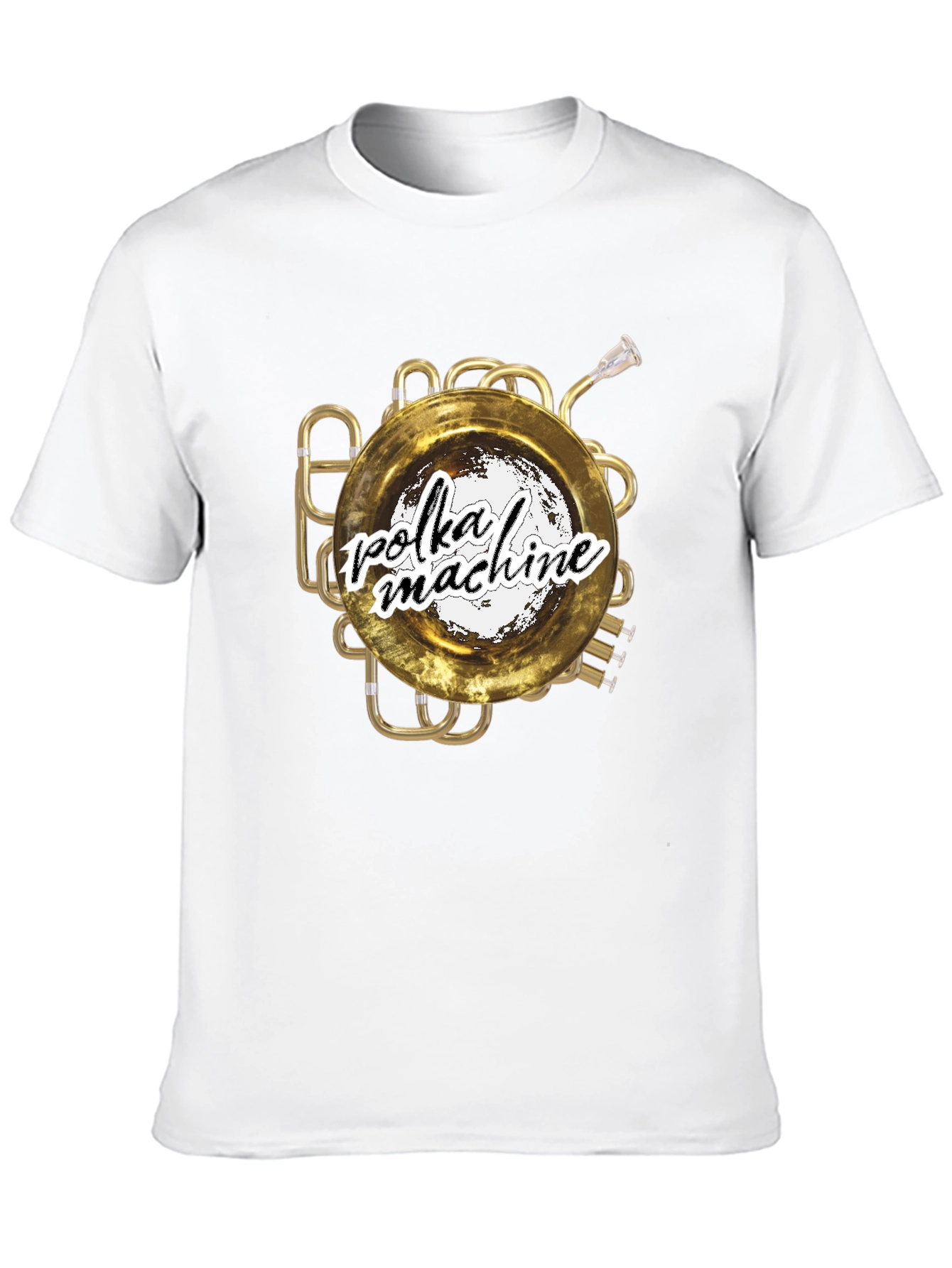 Polka Machine T-Shirt: Unique Brass Instrument Graphic Tee