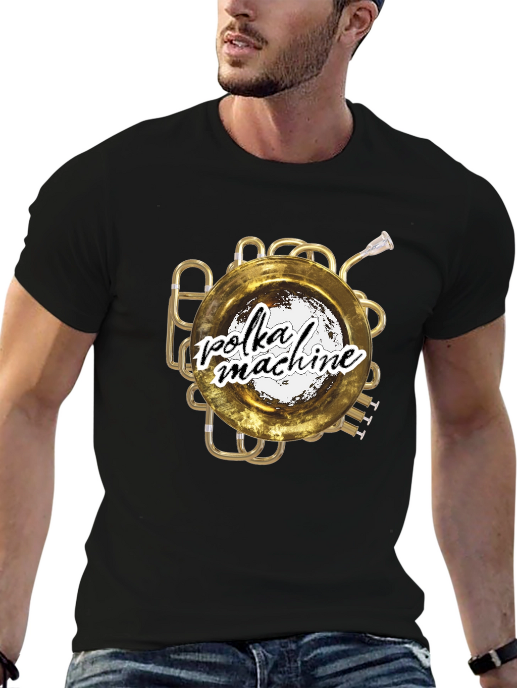 Polka Machine T-Shirt: Unique Brass Instrument Graphic Tee