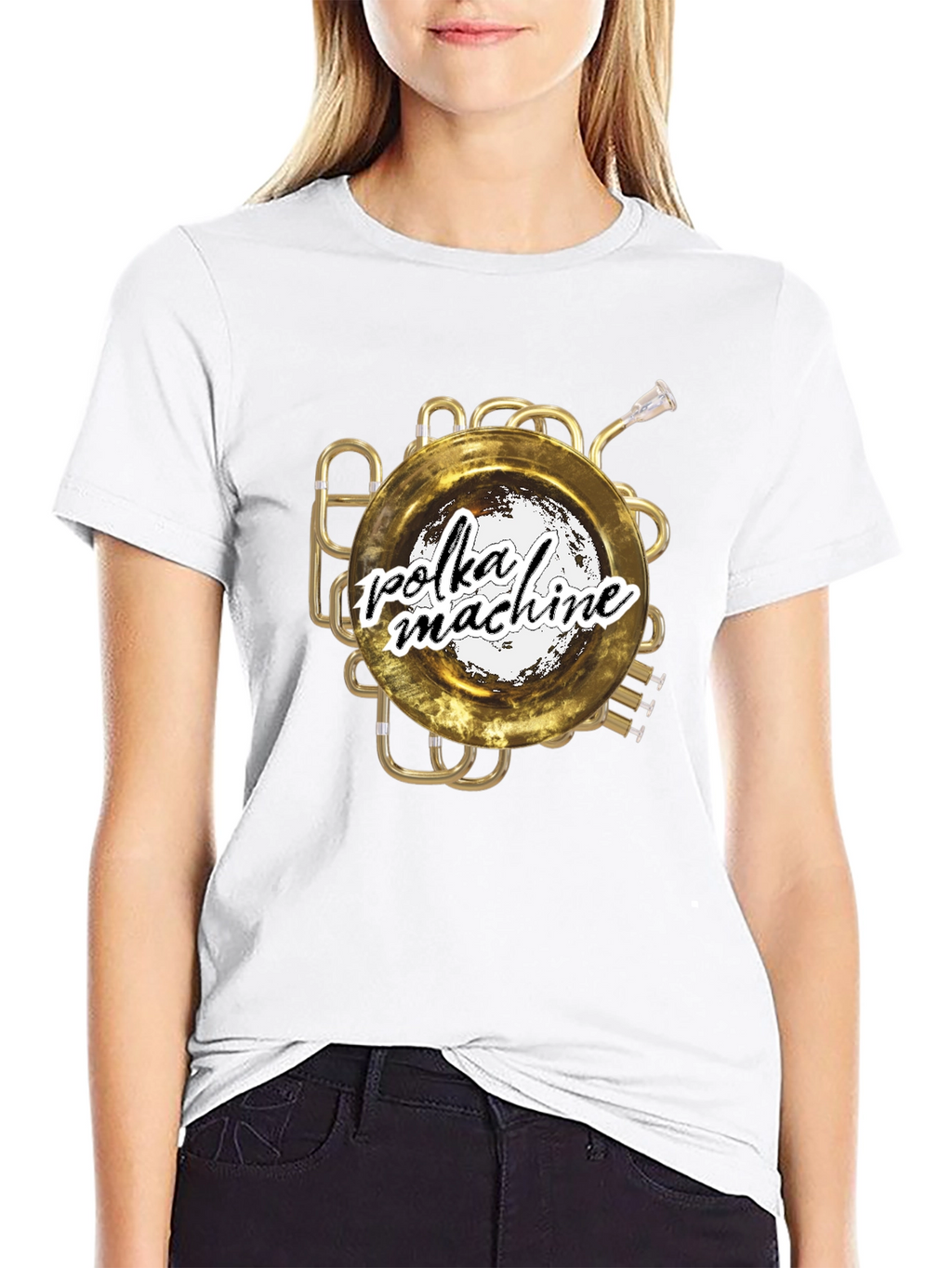 Polka Machine T-Shirt: Unique Brass Instrument Graphic Tee