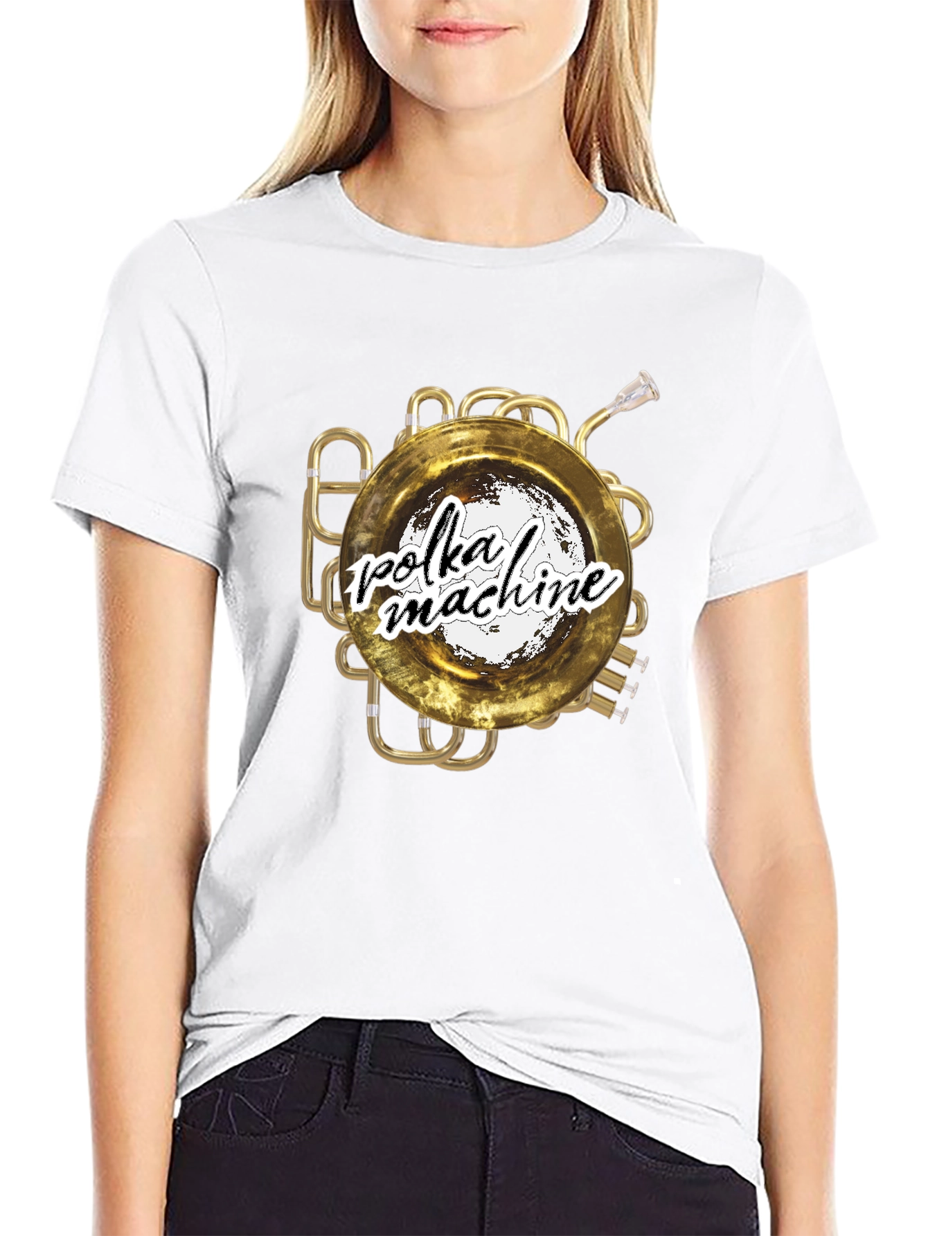Polka Machine T-Shirt: Unique Brass Instrument Graphic Tee