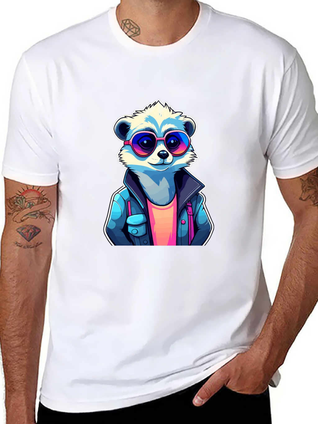 Cool Raccoon Graphic Tee - Black Cotton T-Shirt