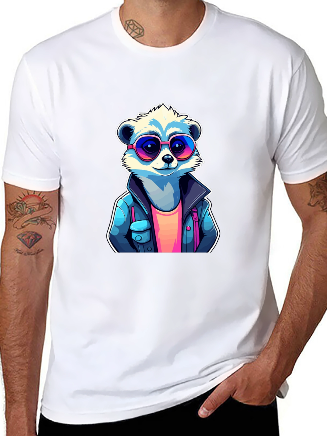 Cool Raccoon Graphic Tee - Black Cotton T-Shirt