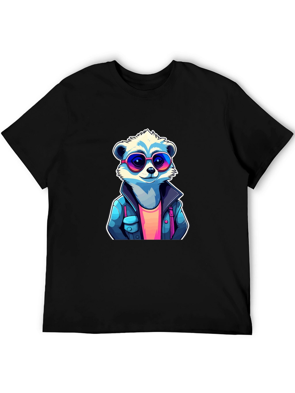 Cool Raccoon Graphic Tee - Black Cotton T-Shirt