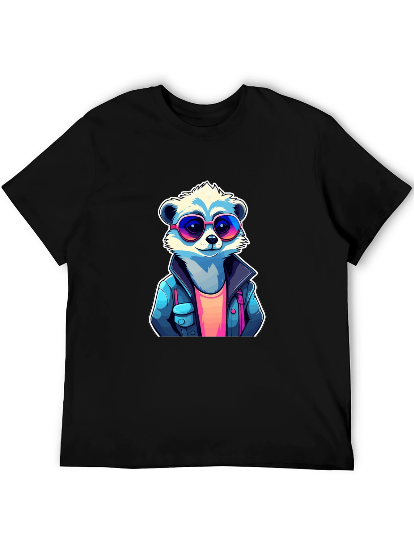 Cool Raccoon Graphic Tee - Black Cotton T-Shirt