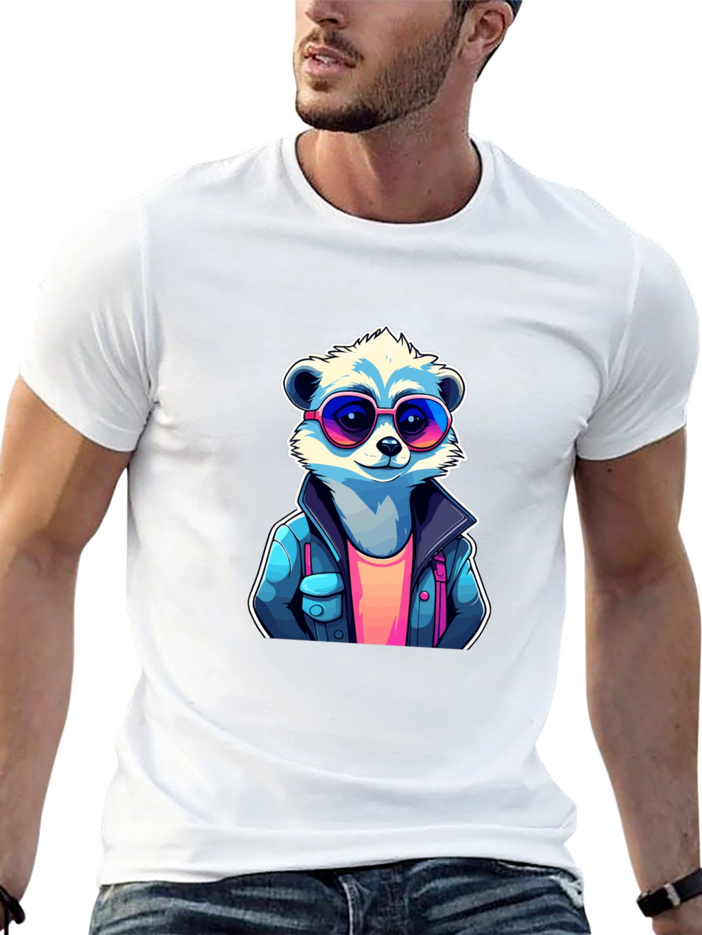 Cool Raccoon Graphic Tee - Black Cotton T-Shirt