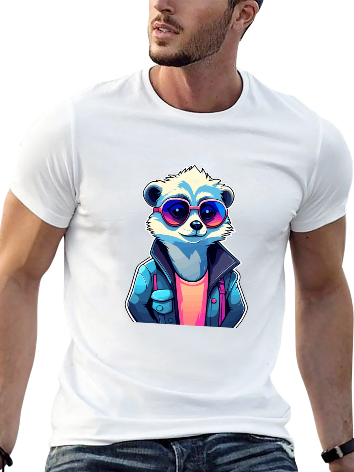 Cool Raccoon Graphic Tee - Black Cotton T-Shirt