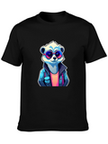 Cool Raccoon Graphic Tee - Black Cotton T-Shirt