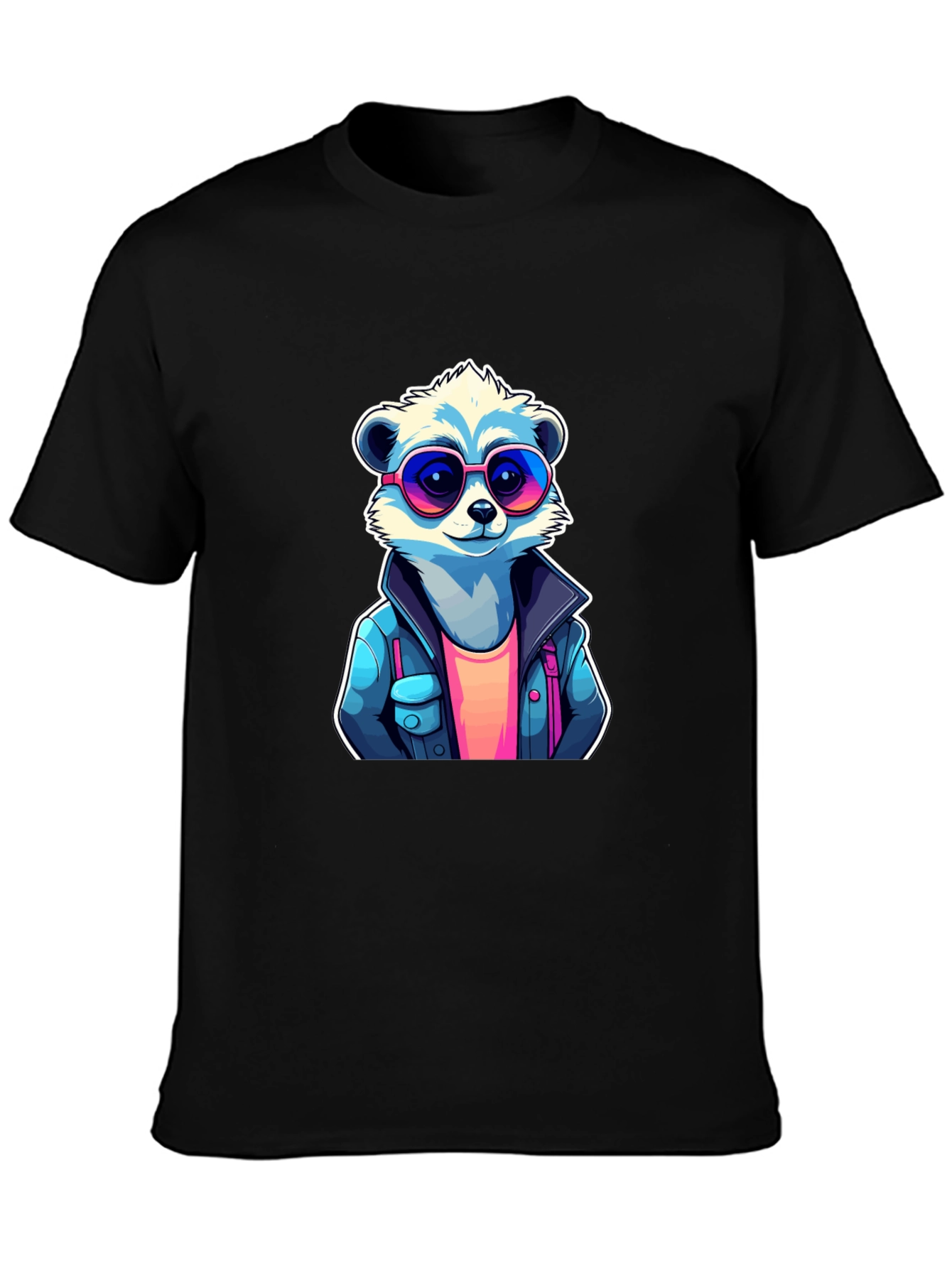 Cool Raccoon Graphic Tee - Black Cotton T-Shirt