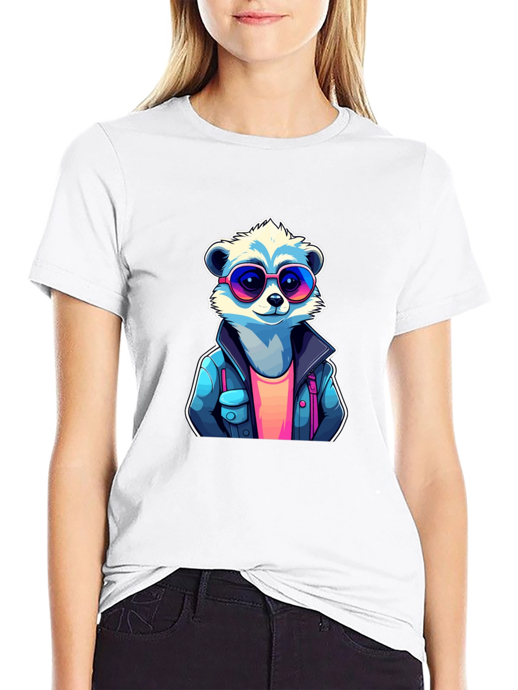 Cool Raccoon Graphic Tee - Black Cotton T-Shirt