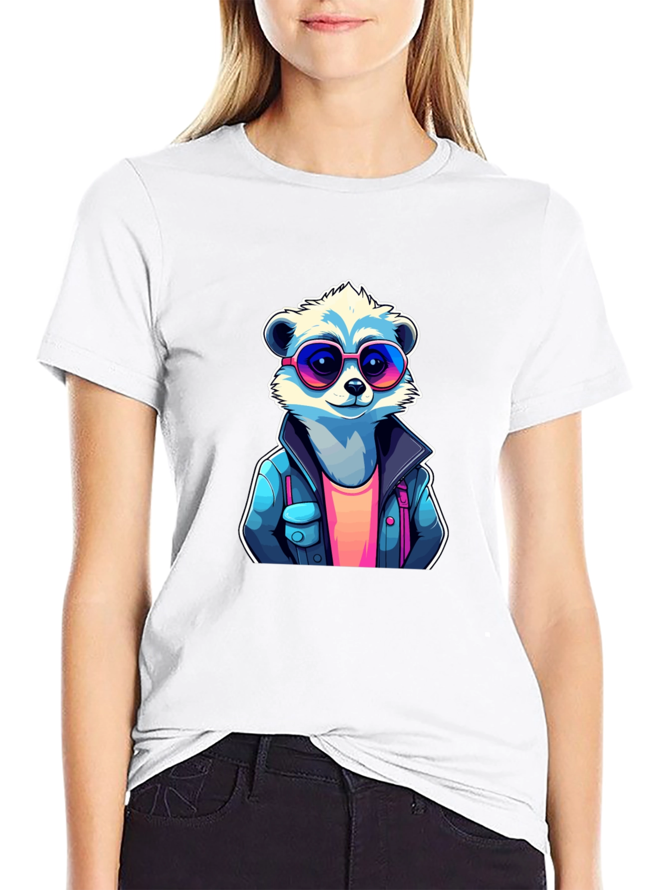 Cool Raccoon Graphic Tee - Black Cotton T-Shirt