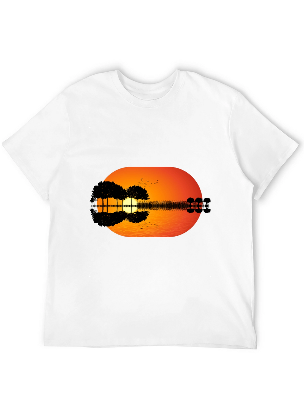 Sunset Guitar Graphic Tee - Black Casual T-Shirt