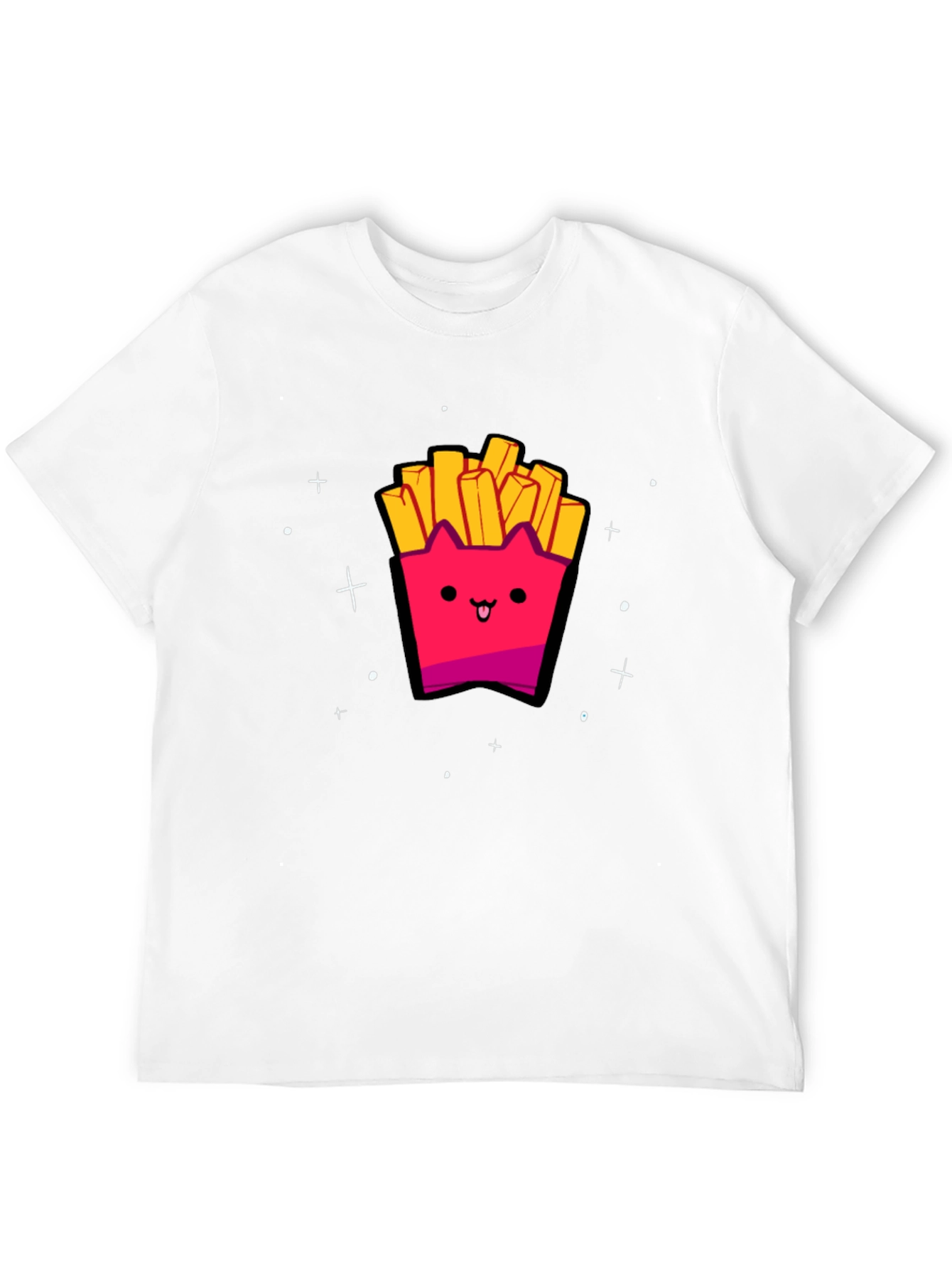 Cute Kawaii Fries Graphic Black T-Shirt