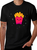 Cute Kawaii Fries Graphic Black T-Shirt