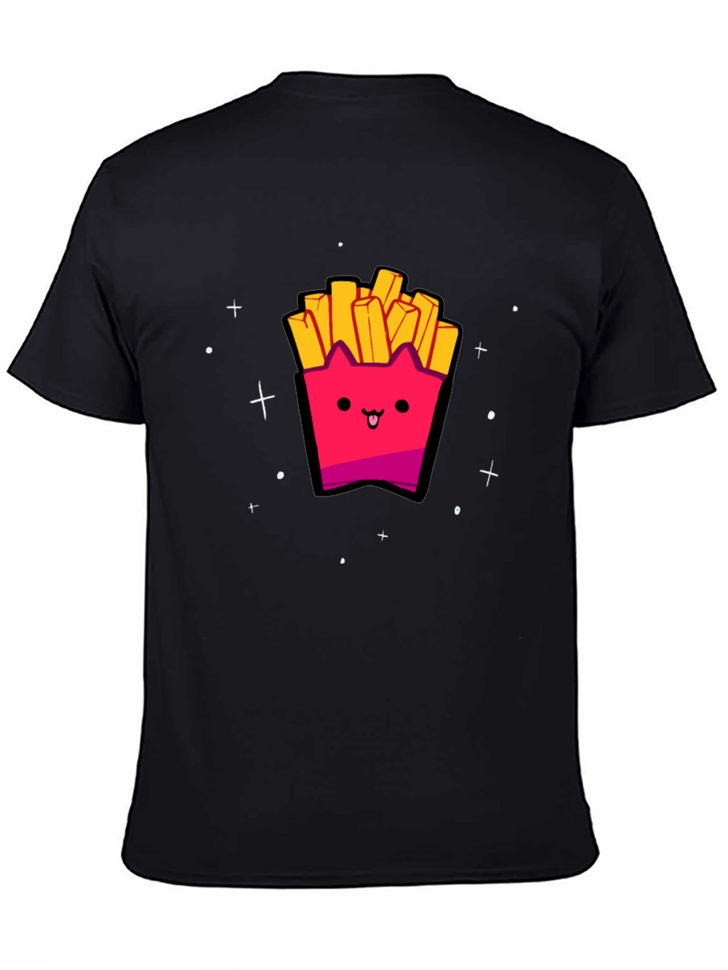 Cute Kawaii Fries Graphic Black T-Shirt