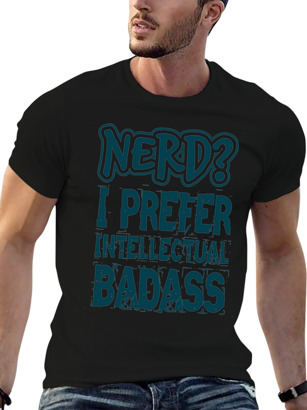 Nerd? Intellectual Badass Black Graphic T-Shirt