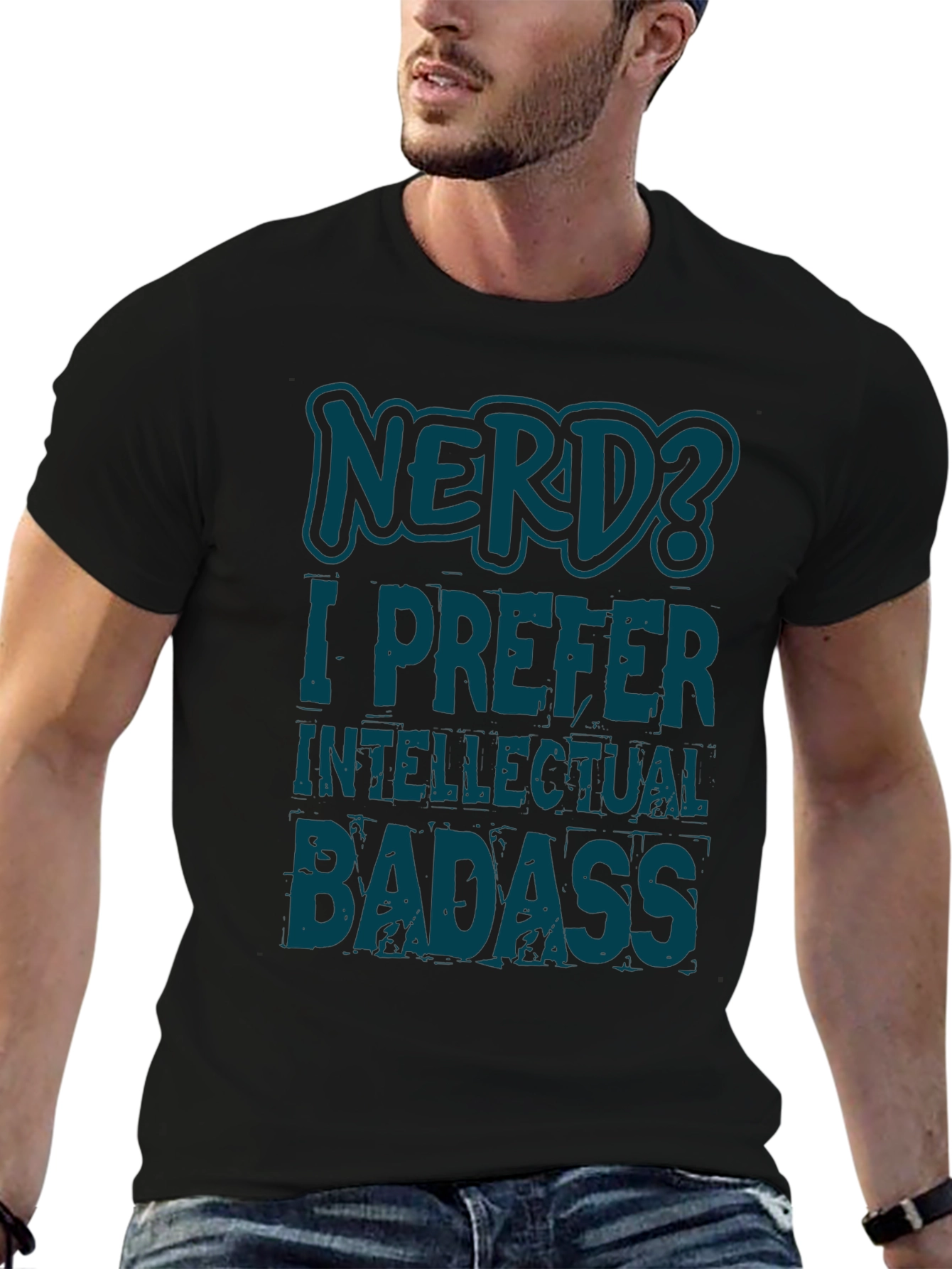 Nerd? Intellectual Badass Black Graphic T-Shirt