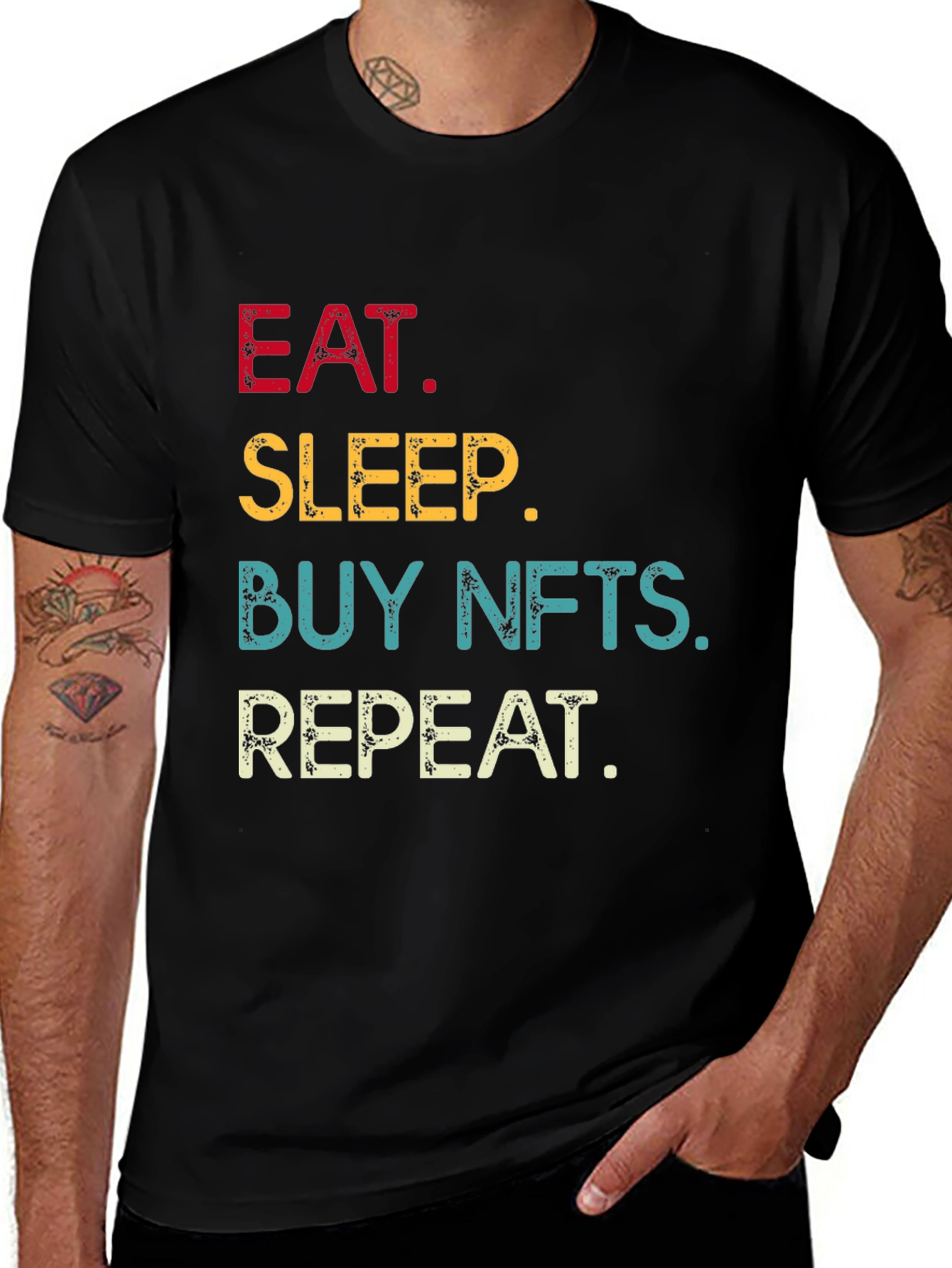 Eat Sleep Buy NFTs Repeat Black T-Shirt