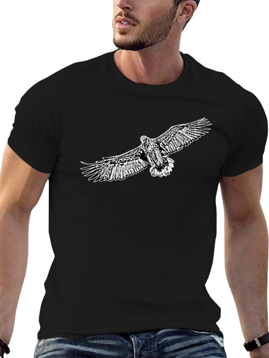 Mens Black Eagle Graphic Tee
