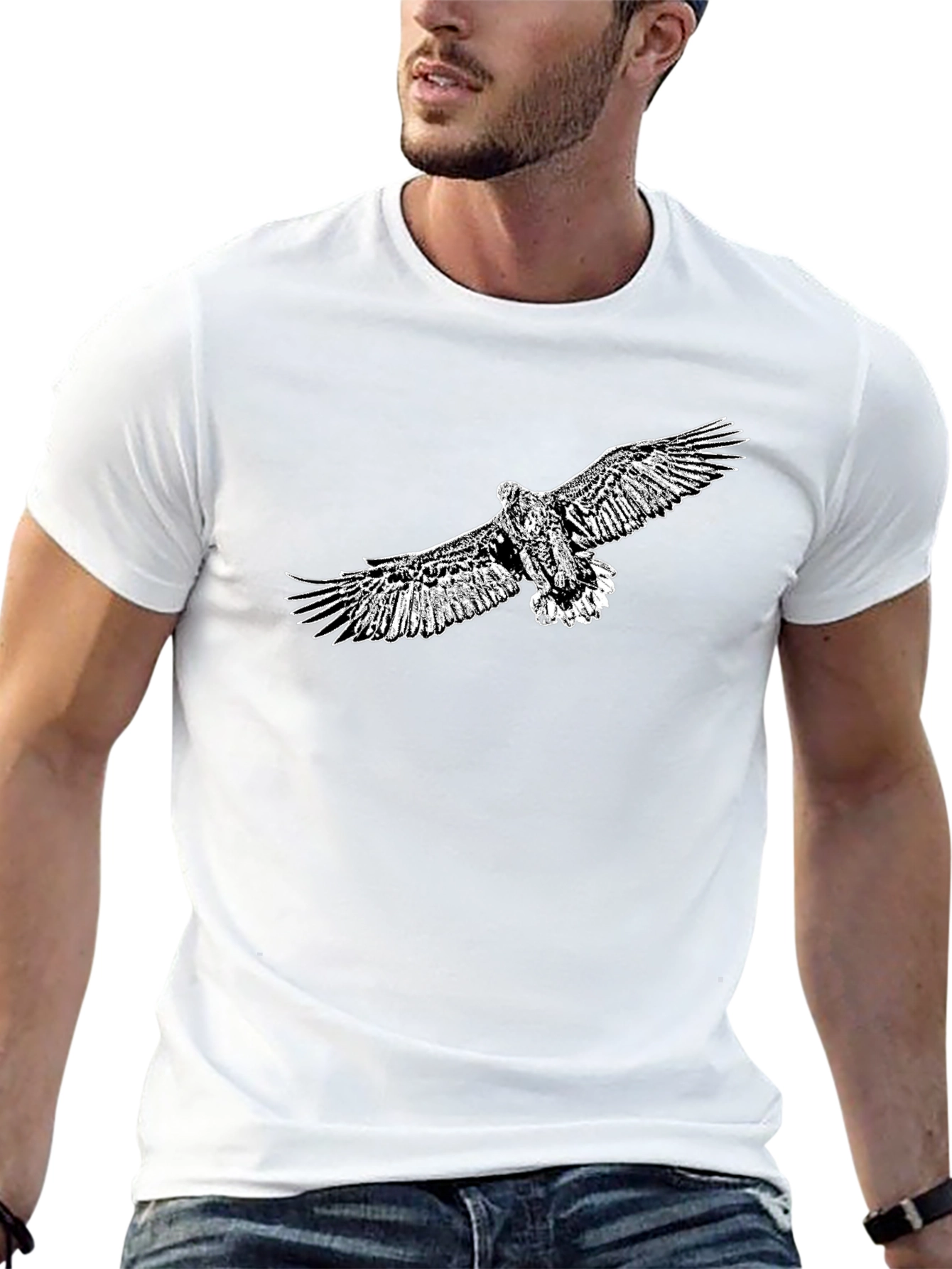 Mens Black Eagle Graphic Tee