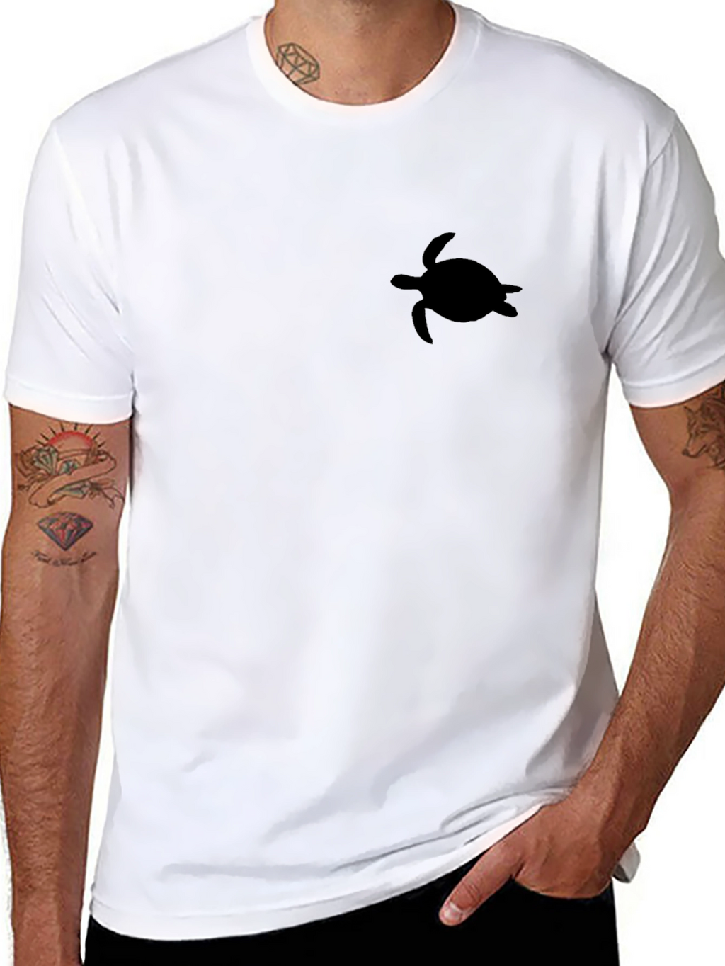 Mens Black Turtle Graphic Tee - Casual Comfort