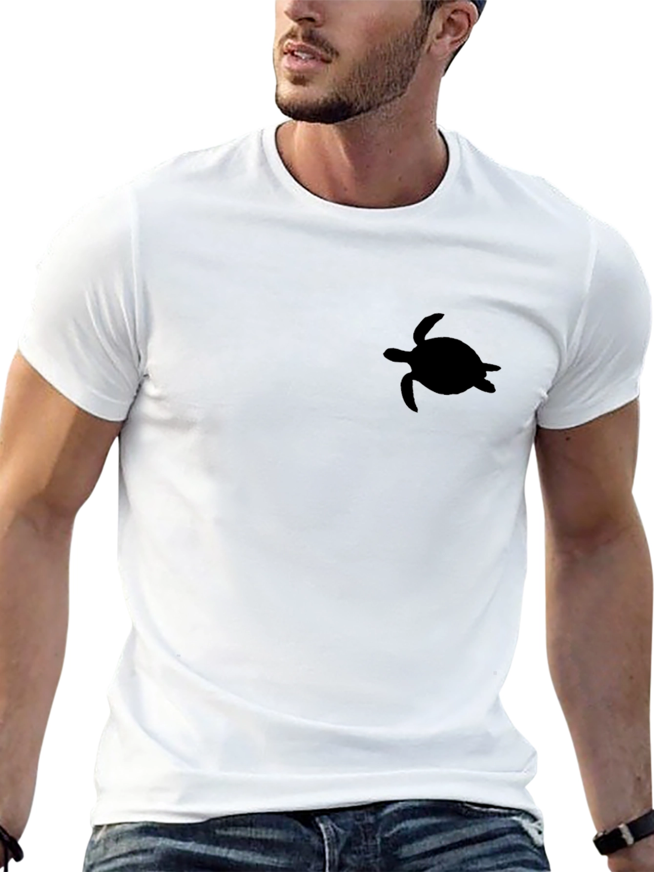 Mens Black Turtle Graphic Tee - Casual Comfort