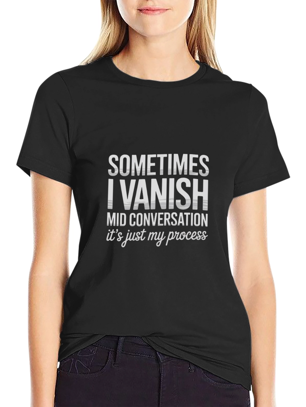 Funny Vanish Mid-Conversation Black T-Shirt