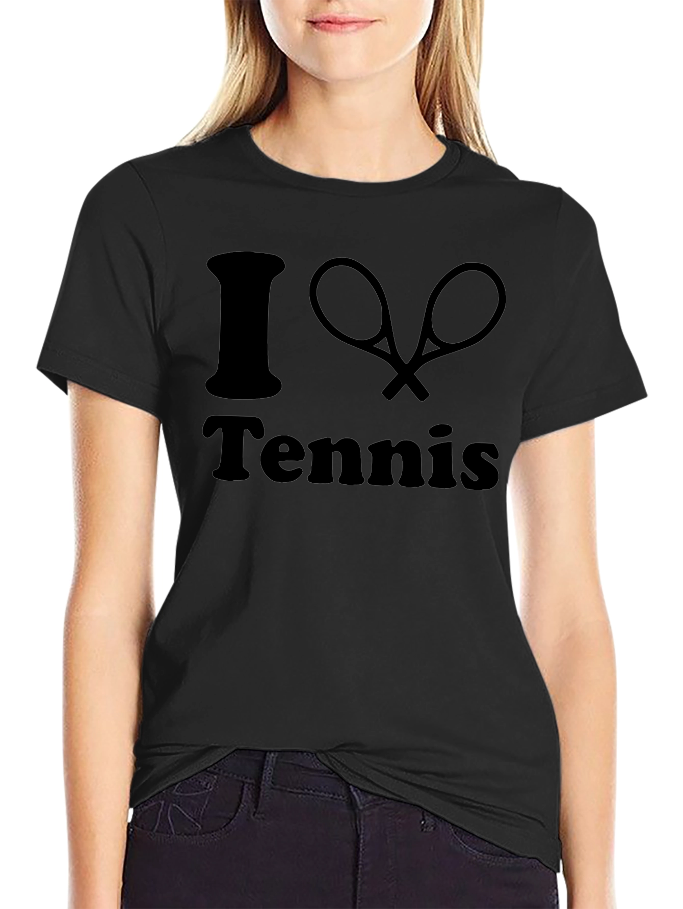 I Love Tennis Graphic T-Shirt - Black