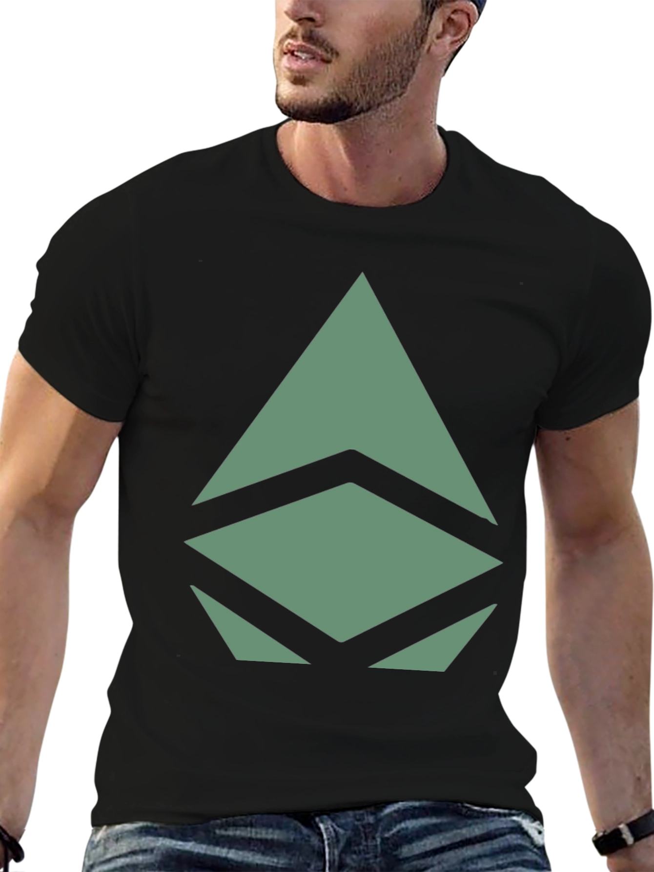 Geometric Graphic Print Tee - Modern Style