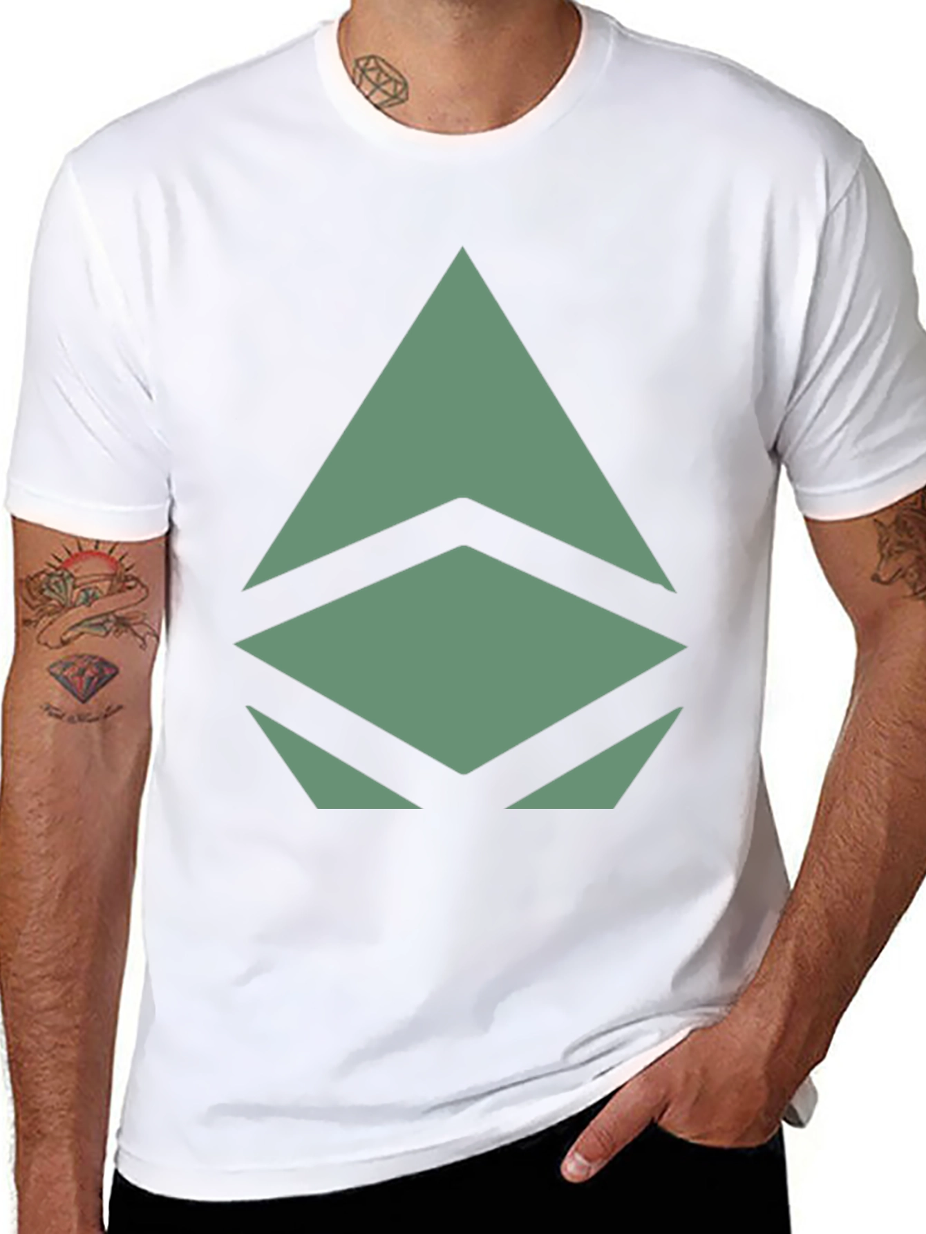 Geometric Graphic Print Tee - Modern Style