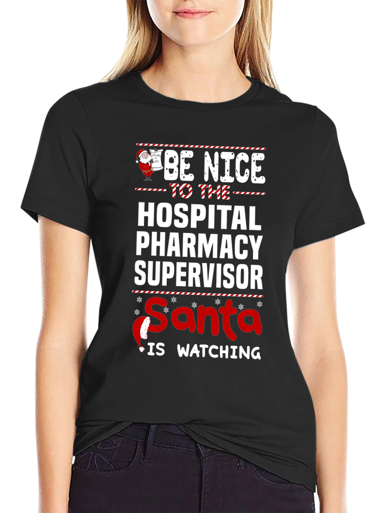 Hospital Pharmacy Supervisor Santa Holiday T-Shirt