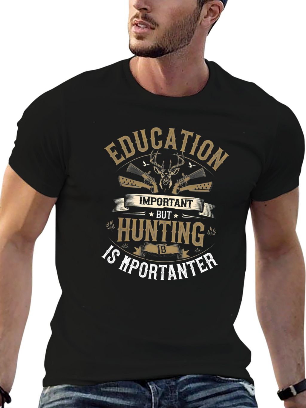 Hunting is Importanter Mens Black T-Shirt