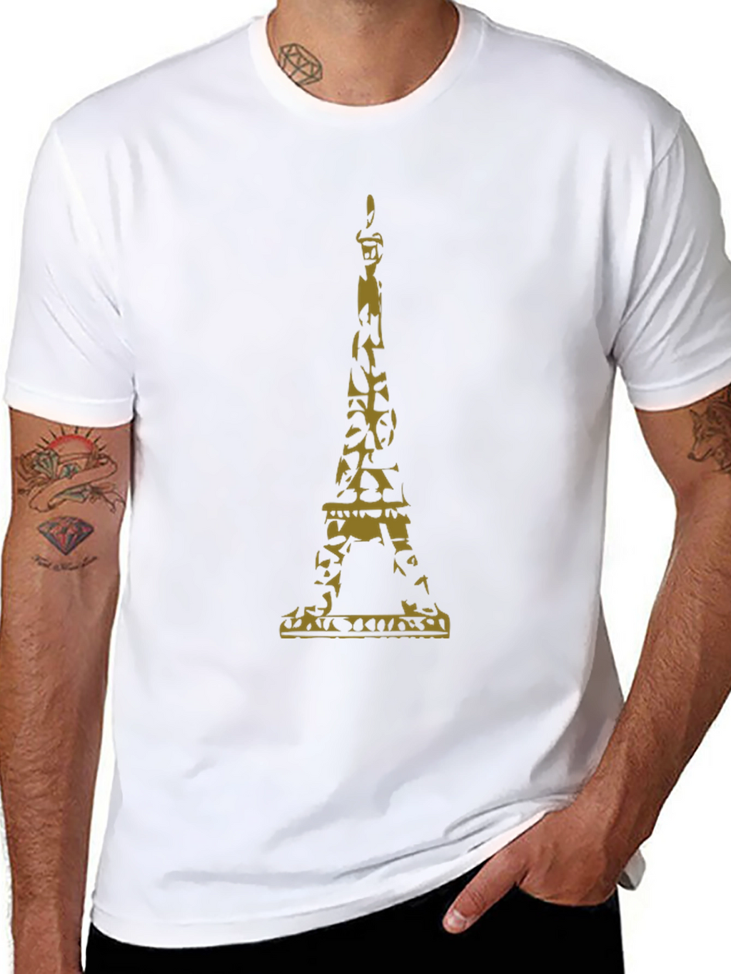 Eiffel Tower Camo Graphic Black T-Shirt