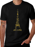Eiffel Tower Camo Graphic Black T-Shirt