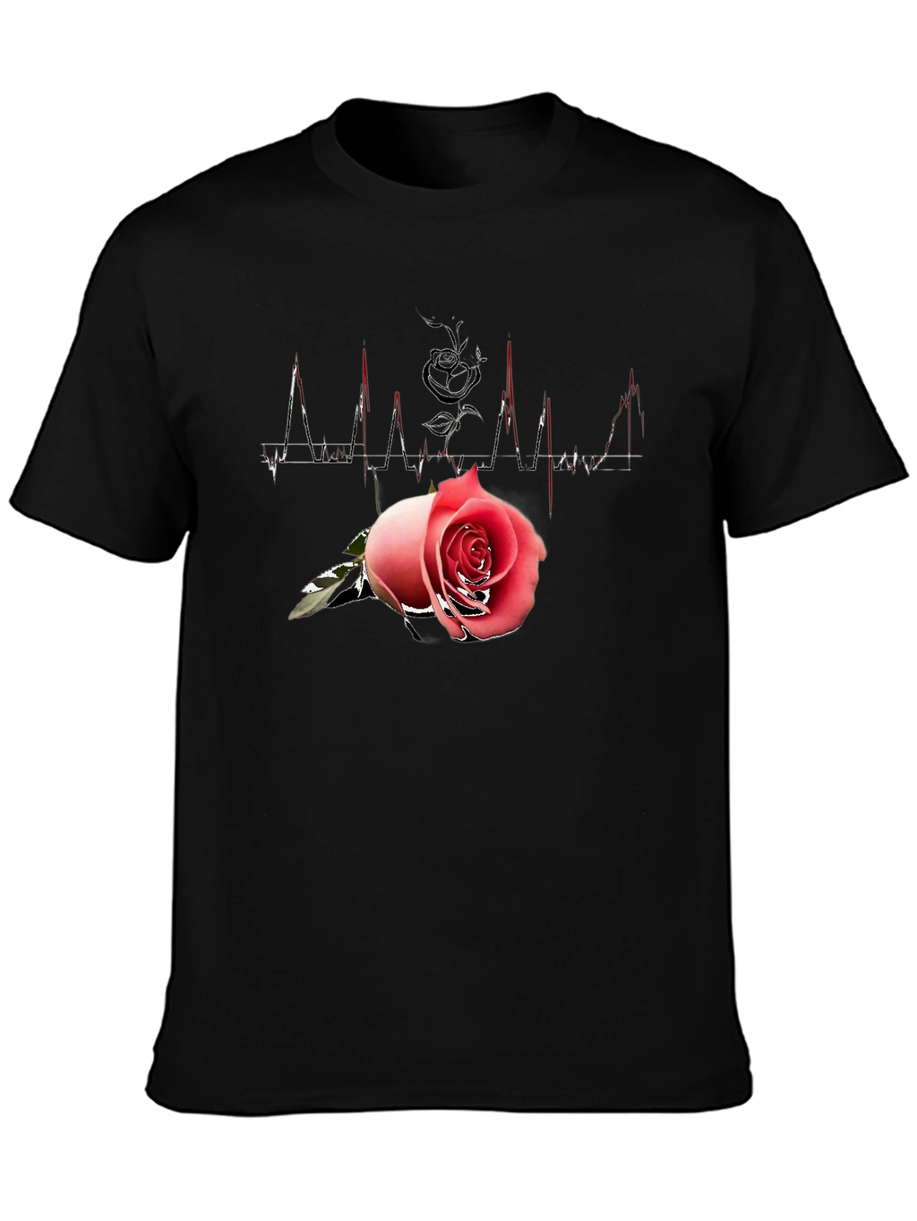 Rose Heartbeat Black Tee