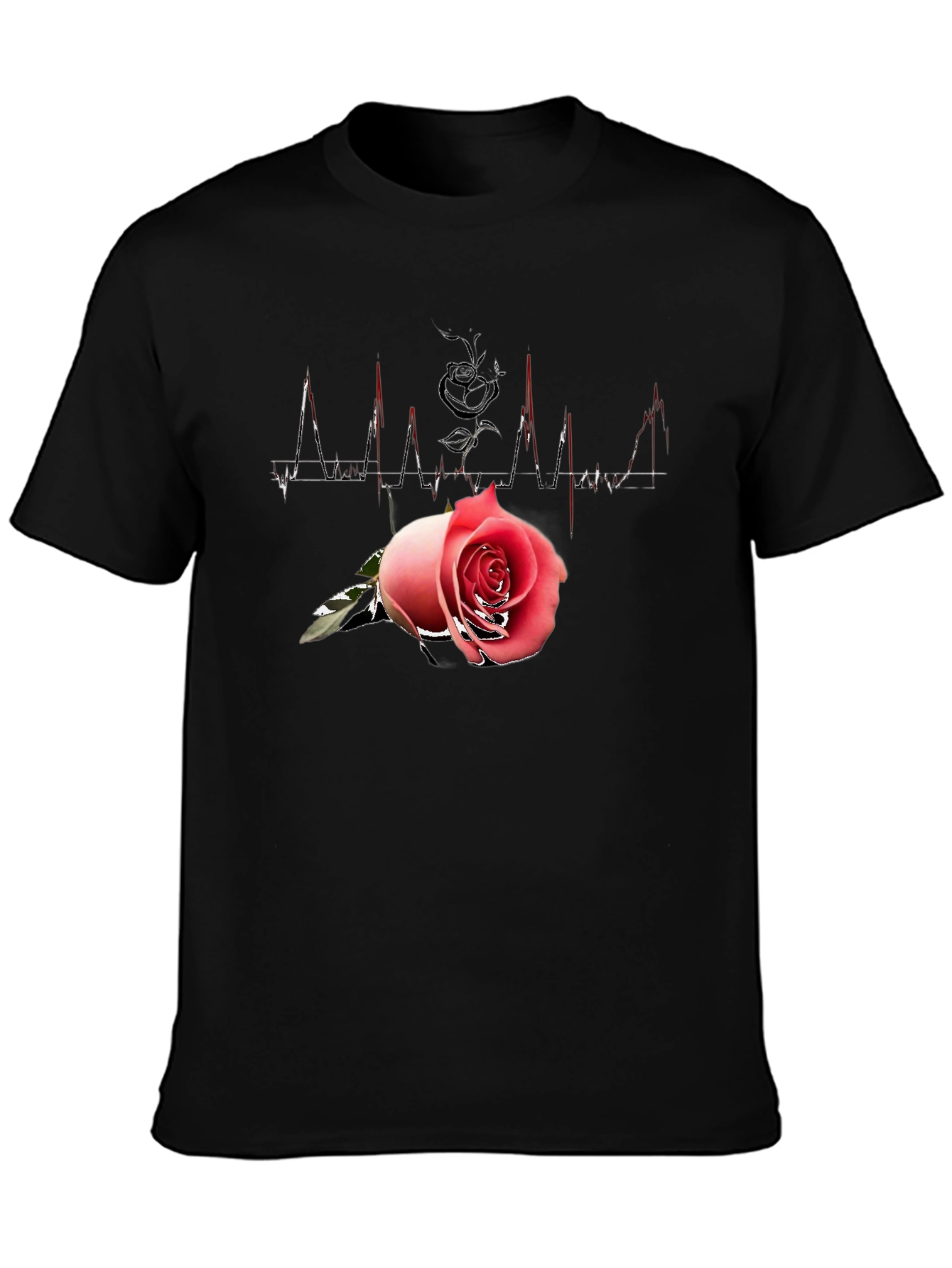 Rose Heartbeat Black Tee