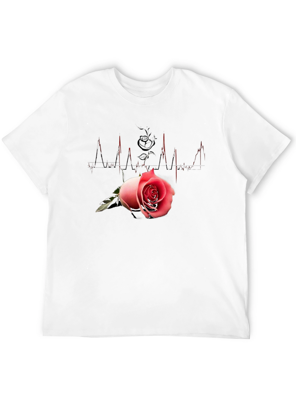 Rose Heartbeat Black Tee