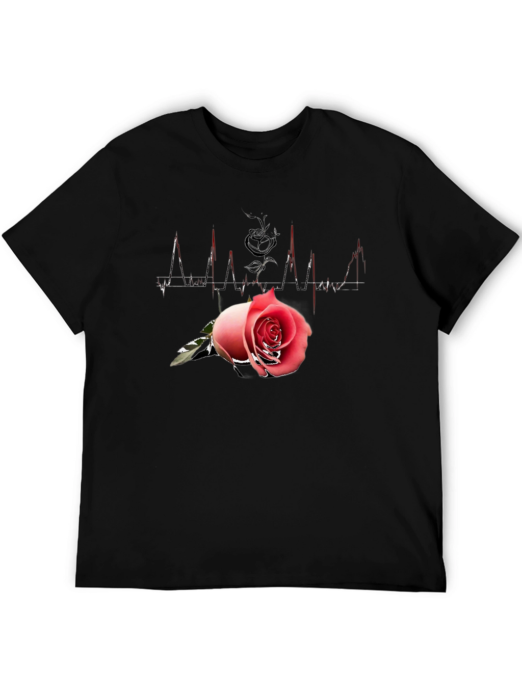 Rose Heartbeat Black Tee