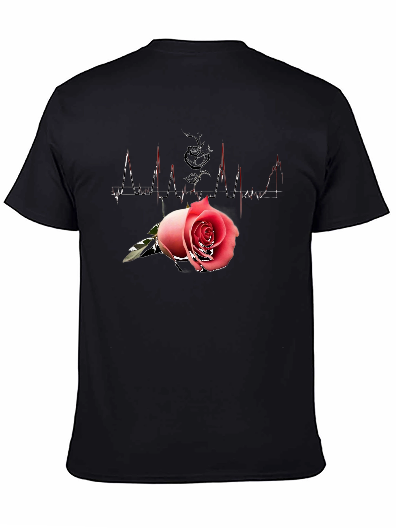 Rose Heartbeat Black Tee