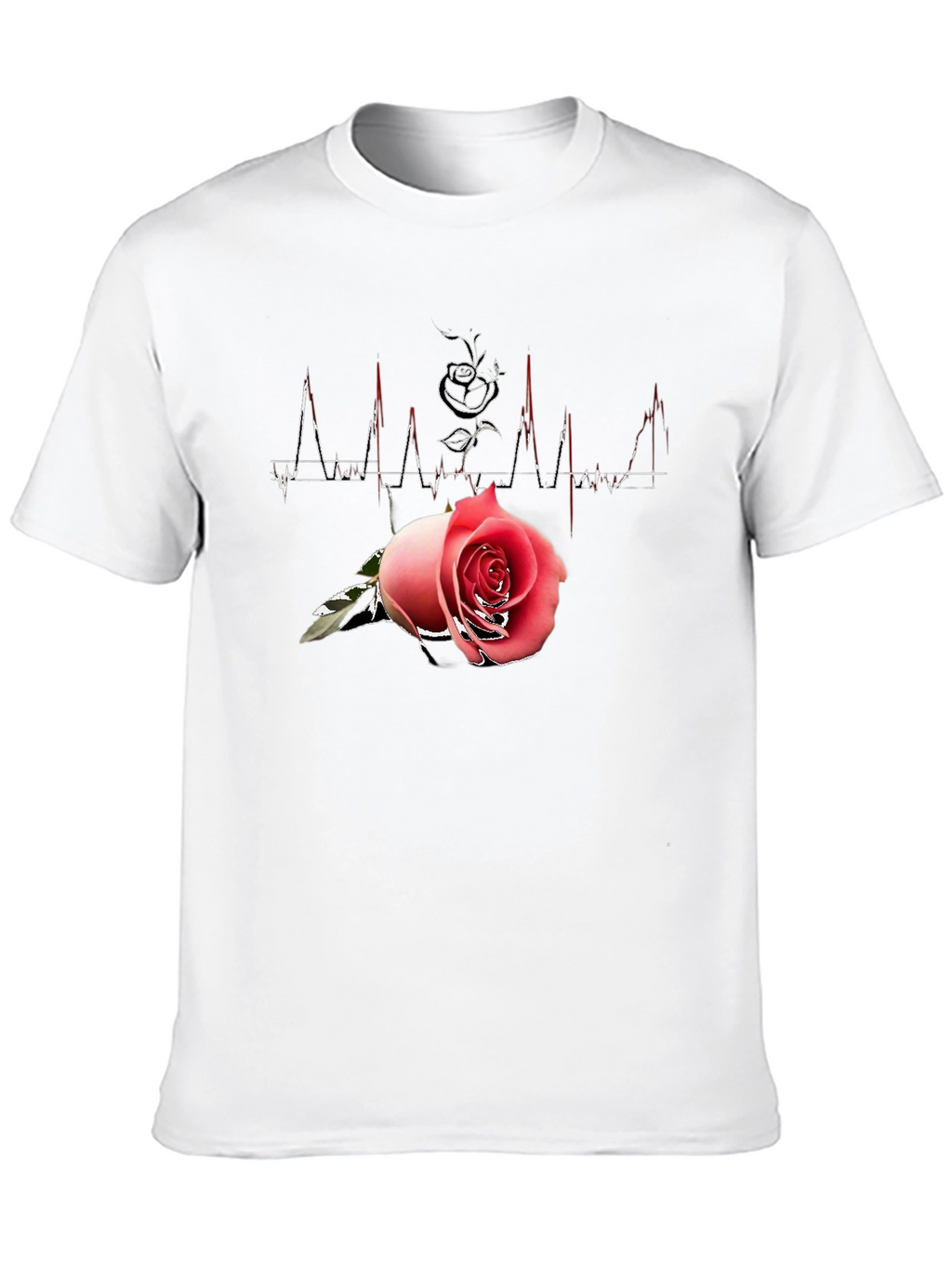 Rose Heartbeat Black Tee