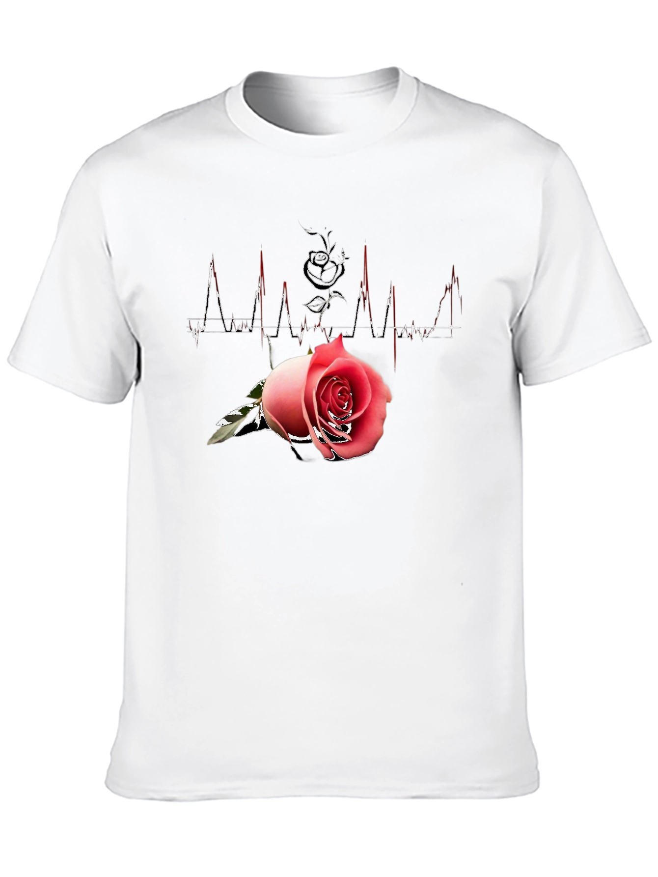 Rose Heartbeat Black Tee