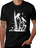 Raven & Moon Graphic Tee - Black Cotton T-Shirt