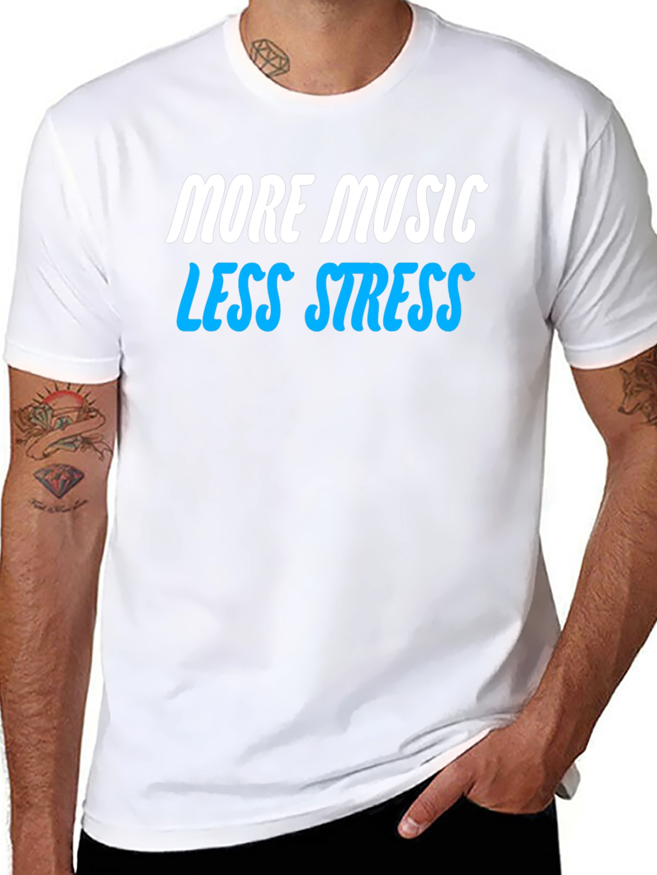 More Music Less Stress Graphic T-Shirt