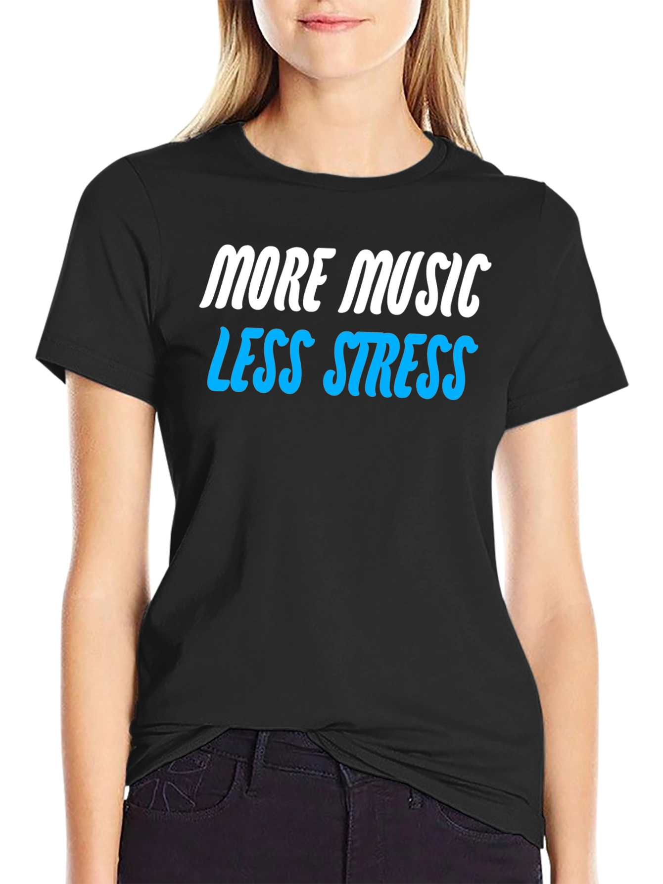 More Music Less Stress Graphic T-Shirt