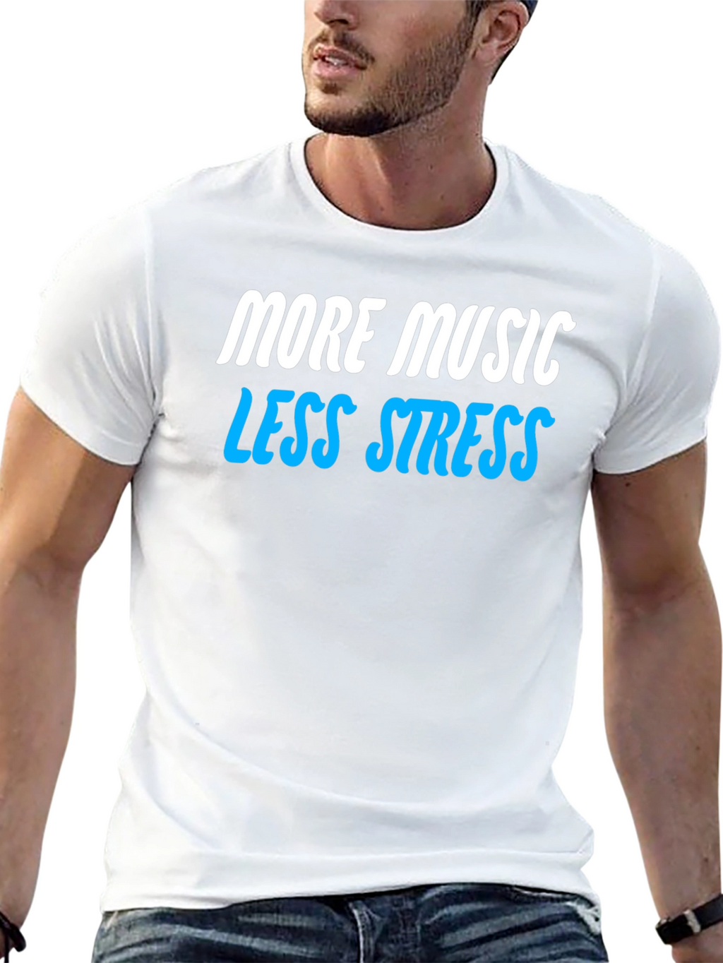 More Music Less Stress Graphic T-Shirt